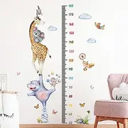 Giraffe Kids Height Wall Chart Animals Growth Chart Wall Decal, Peel & Stick Nursery Wall Decals for Baby Bedroom, Toddler Playroom