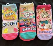 9 Pairs CUTE Girls Socks Candy Dots Tootsie Pop Blow Pops!! Fun & Wacky Kids !