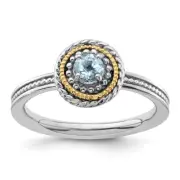 Sterling Silver & 14k Gold Accent Expressions Aquamarine Ring Size 6