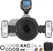 Godox 2x MF12 Compact Macro Flash with XproII Trigger for Sony Cameras, MF12-K2 2.4G 12W TTL Mini Flash 2-Light Kit with Built-in 3.7V/6.29W Battery, XproII-S Trigger Transmitter, Diffuser and Filters