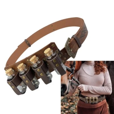 Medieval Alchemist Theme Belt 4 Bottle PU Leather Belt Hallowee Party Costume