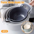 4pcs Salad Bowls with Handles Durable Vegetable Fruit Snack Serving Plates Set