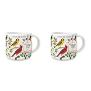 2x Cavallini Vintage Table/Glassware Coffee/Tea Mug 414ml/19.5cm Vintage Birds