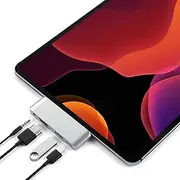 Satechi Aluminum Type-C Mobile Pro Hub Adapter with USB-C PD Charging, 4K HDMI, USB 3.0 & 3.5mm Headphone Jack – Compatible with iPad Mini 6 Gen, 2020/2018 iPad Pro (Silver)