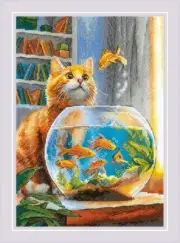 Ginger Cat Cross Stitch Kit Multicolor AIDA Fabric Wool Acrylic Threads 8x11