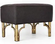 BIANCHINI Mid-Century Modern Ottoman Black Ottoman Stool Tufted Footstool Ottoman Bedroom Ottoman Footrest Living Room Foot Stool Furniture, Black