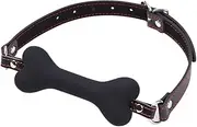 Mouth Bite Ball Gag Bondage Pet Bone Bite PU Leather Straps BDSM Restraints Sex Toys (Black)