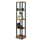 Furinno Turn-n-tube 5-tiers Corner Square Rack Display Shelf Light Cherry/black