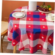 4th of July Tablecloth Red Blue Checkered 60 60" (Round) D52-34 Red Blue Check