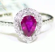 .89CT 14K Gold Natural Round Cut Halo White Diamond Ruby Vintage Engagement Ring