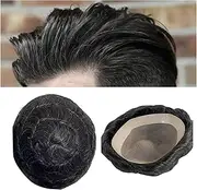 Hair Toupee men Toupee for Men Human Hair Wig Fine Mono and NPU Base Men's Toupee Indian Remy Hair Prosthesis Straight / 30mm Wave Toupee Hair System Hairpiece Men's Toupee(30mm Wave Hair 110%,8x10)