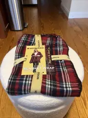 New Woolrich Blanket Wrap Lightweight Red Plaid Cozy Blanket Wrap NWT OSFA
