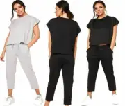 New Ladies Short Sleeve Baggy Casual Comfy Two Piece Set Travel Lounge Wear Suit