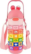 430ml Kids Insulated Water Bottle, Stainless Steel Kid Cup with Silicone Straw, Leakproof Water Bottle with Sealing Kid Tumbler with Handle, Adjustable Shoulder Strap Cute Girls Boys Water Mug (Pink)
