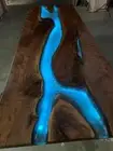 Epoxy Blue Resin Center Table, Epoxy Coffee Table, Resin River Dining Table Art