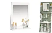 Bathroom Wall Mounted Mirror Simple Shelf, White FRG129-W