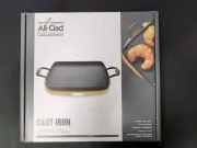 All-Clad Cast Iron Enameled Square Griddle with Acacia Trivet 11 Inch Induction