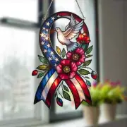 Ribbon Suncatcher With Dove & Poppies Acrylic Suncatcher, Memorial Day Gift