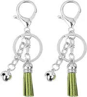 uxcell 2Pcs Tassel Keychain, 4" Tassel Pendant Key Chain Rings with Bell for Key Wallet Handbags Pendant Accessories, Fruit Green
