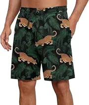 [PrinStory] Men's Pyjama Bottoms, Short Elastic Waist Pyjama Shorts with Pockets, Short Pyjama Bottoms, Lounge Trousers, Black Panther, M