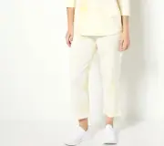 Quacker Factory French Terry Tie-Dye Wide-Leg Pants - Light YELLOW, 3X