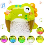 Light up Dinosaur Bubble Machine Bath Toy for Bath Tub, Automatic Bathtub Bubble