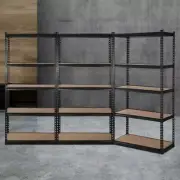 3 PCS Boltless Shelving Unit Storage Rack 5 Tier Shelves Warehouse Racking Black