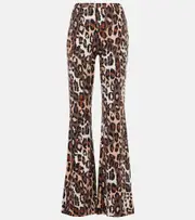 [Diane von Furstenberg] Diane von Furstenberg Brooklyn leopard-print flared pants AU 16 brown
