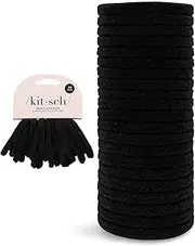 Kitsch Elastic Hair Ties for Women, Black Hair Ties No Damage, Black Rubber Bands for Hair, Hair Bands for Women's Hair & Ponytail Holders, Hair Elastics, Small Hair Ties for Thick Hair, 20pcs