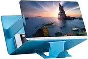 Phone Screen Magnifier 3D HD Mobile Phone Screen Magnifier Enlarger Magnifying Video Amplifier Projector Bracket Desktop Holder Phone Stand Blue