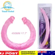 45CM 17" Long Double ended Dildo Dong Penetration Jelly Sex Toy Lesbian Couple's