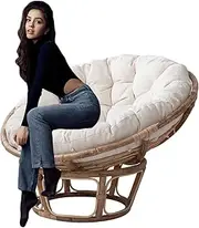 N/A Papasan Overstuffed Chair Cushion Egg Shaped Hammock Swing Chair Cushions Soft Fluffy Papasan Cushion Only Indoor and Outdoor Radar Chair Seat Cushion for Home, Garden,White,100 * 100cm