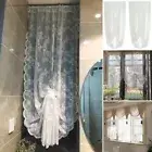 White Lace Tie-Up Wave Curtain Window Drape Kitchen Curtain Cabinet Drape