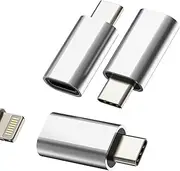 Lightning Female to USB C Male Adaptor (3 Pack) for iPhone 16 15 Pro Max for Apple Charger Cable Converter Type C Port Connector Lighting Charging Mobile for iPad Power Adapter Compatible for Samsung