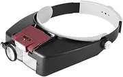 Head Magnifier Jewelers with LED Light Illuminated Helmet Magnifying 1.5X 3X 6.4X 8.3X Tools for Watch Repair, Precision Work Reading (Red)