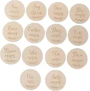 Abaodam 14pc Wooden Baby Milestone Cards Newborn Photo Decor Baby Shower Baby Monthly Milestone Decorations