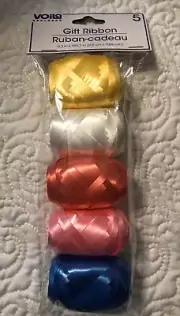 Pack Of 5 Roll Red White Yellow Pink Blue Gift Curling Ribbon 5mm