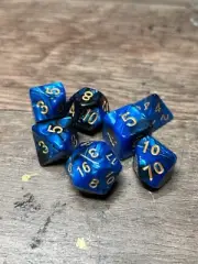 7 Piece Polyhedral Dice Set: Blue w/ Black, Marble - Dungeons & Dragons Dice