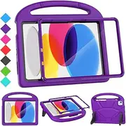 SUPLIK Kids Case for iPad A16 11 inch 2025 (11th Gen) & iPad 10th Generation (10.9" 2022), Durable Shockproof Stand Cover with Screen Protector/Pencil Holder/Handle for Kids, Purple
