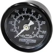 Aeroflow 1-1/2" 0-100 Psi Press Gauge Black Face White Pointer