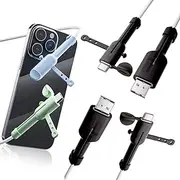 2Pcs Data Cable Protector,Silicone Cord Saver Dustproof storage Data Cable Winder 3 in 1 Anti-Break Protective Cover Compatible for Android Charger (black)