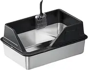 kowaku Portable Cat Sand Box with High Edges and Included Scooper for Cleanup, Black