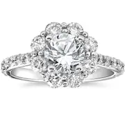 Bliss Diamond 2 1/2 cttw Halo Round Solitaire Cut Diamond Engagement Ring Gold Lab Grown in 14K White Gold at Nordstrom