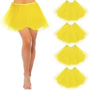 [Eurzom] 4 Pcs Women's Tulle Tutu Skirt Adult Tulle Skirt Elastic Running Tutus Classic 4 Layered Tutu Skirt Costume for Women