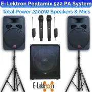 E-Lektron Pentamix 522 2200W Bluetooth Vocal Speaker System Linkable Mics Stands