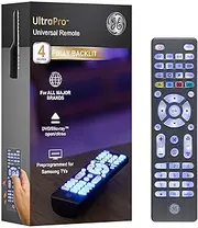 [GE] Backlit Universal Remote Control for Samsung, Vizio, LG, Sony, Sharp, Roku, Apple TV, RCA, Panasonic, Smart TV, Streaming Players, Blu-Ray, DVD, Simple Setup, 4-Device, Graphite, 48848