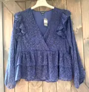 Torrid Womens Top Sz 1x Navy Leopard Chiffon New With Tags