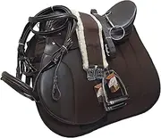 Lussoro Leather English Riding Horse Saddle Starter Kit Brown Saddle Set Combo Pack of 7 Pcs Set All Purpose Saddle Pack