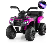 Costway 6V Ride On ATV Multifunction Electric Toy Car w/Music USB Port & Anti-slip Tires Bench Vehicle Gift Pink