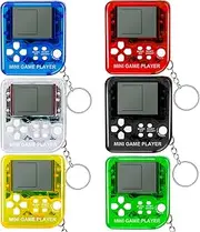 Stondino 6PCS Video Game Party Favors: 6 Colors Gamer Keychains with 26 Classic Games, Mini Size, Video Game Party Supplies for Kids